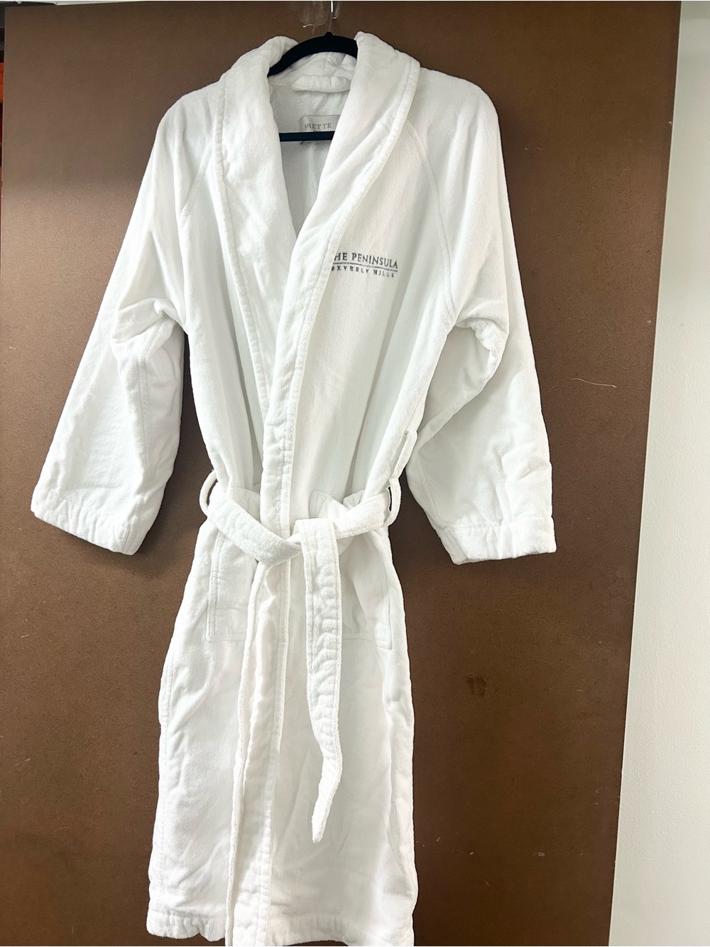 Frette The Peninsula Beverly Hills white terry velour bathrobe size Small